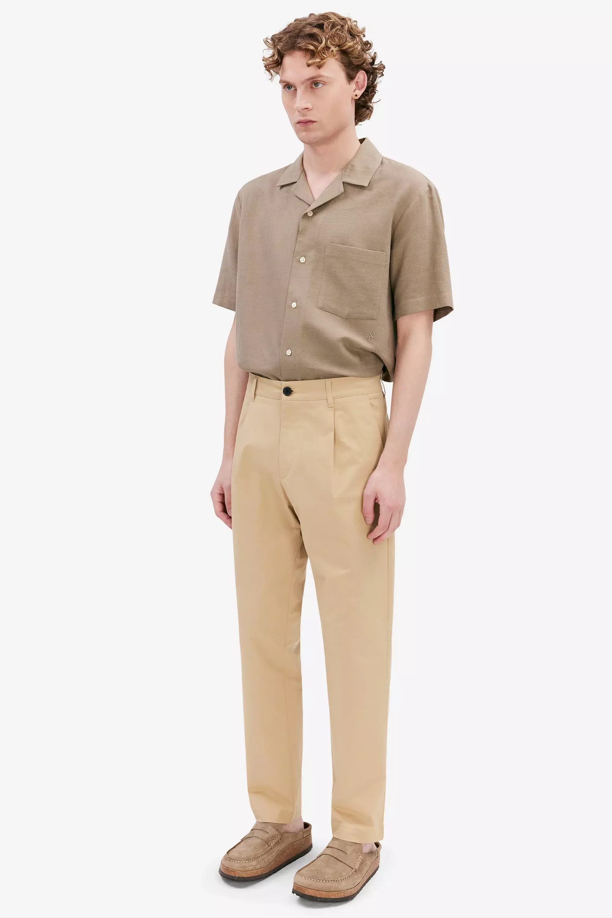 Elvine Arnason Khaki Light Cotton Lyocell Hose Herren beige